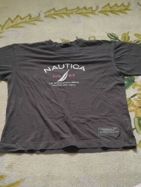 Men's Black Large Nautica Designer Sailing Boat Shirt NS 83